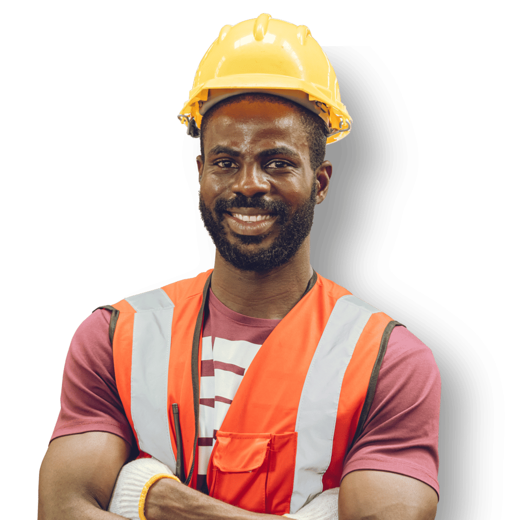 Worker standing smile