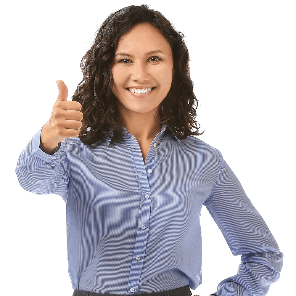 Businesswoman showing thumb-up gesture